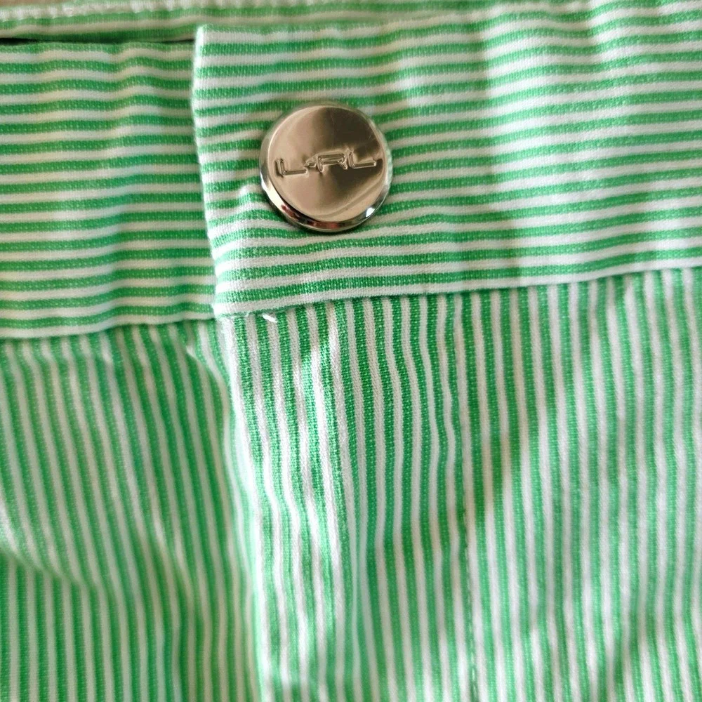 Ralph Lauren Lauren Active 18 Green White Seersucker Striped Shorts NWOT
